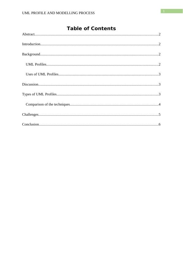 UML Profile and Modelling Process - Desklib