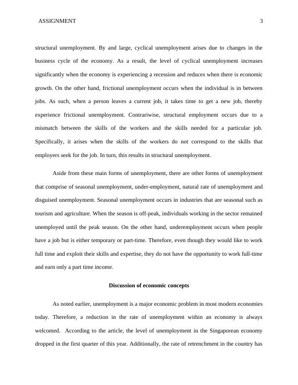 Unemployment in Singapore Microeconomic Concepts and Government Policies