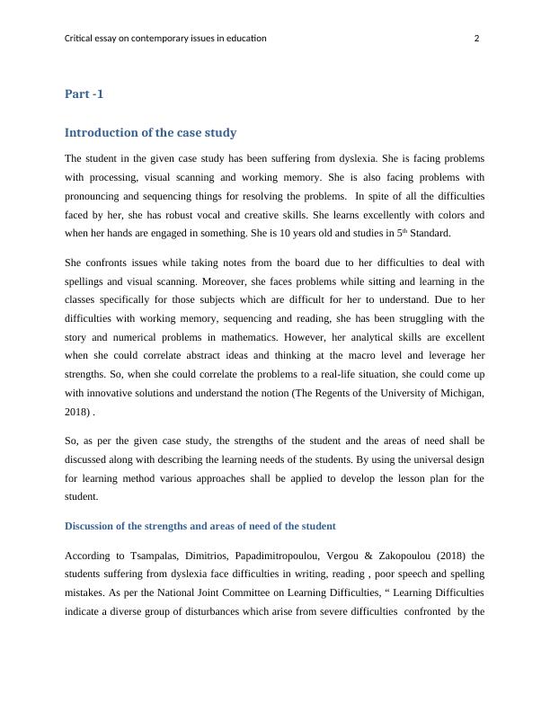 Universal Design for Learning A Lesson Plan for Dyslexic Students