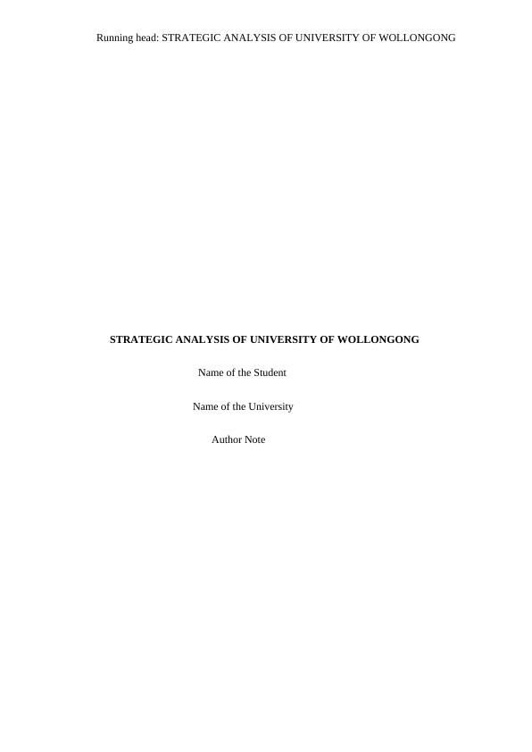 Strategic Analysis of University of Wollongong_1
