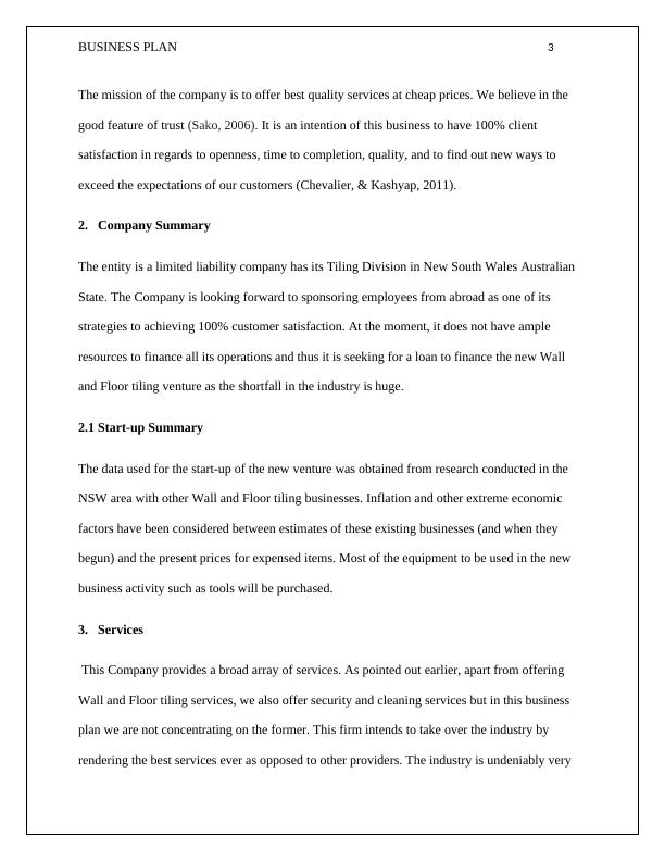 Business Plan for Wall and Floor Tiling Services Desklib