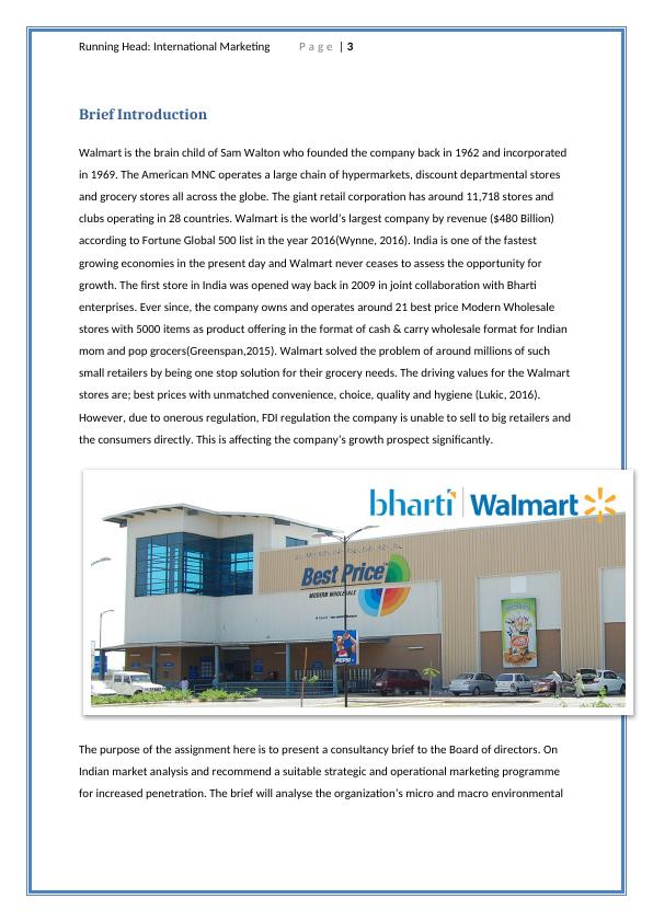 International Marketing Report for Walmart Environment Analysis