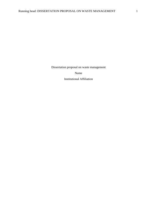 Dissertation Proposal on Waste Management_1