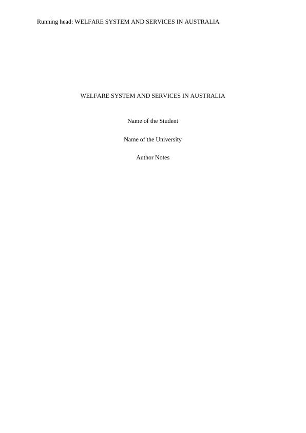 Welfare System and Services in Australia_1