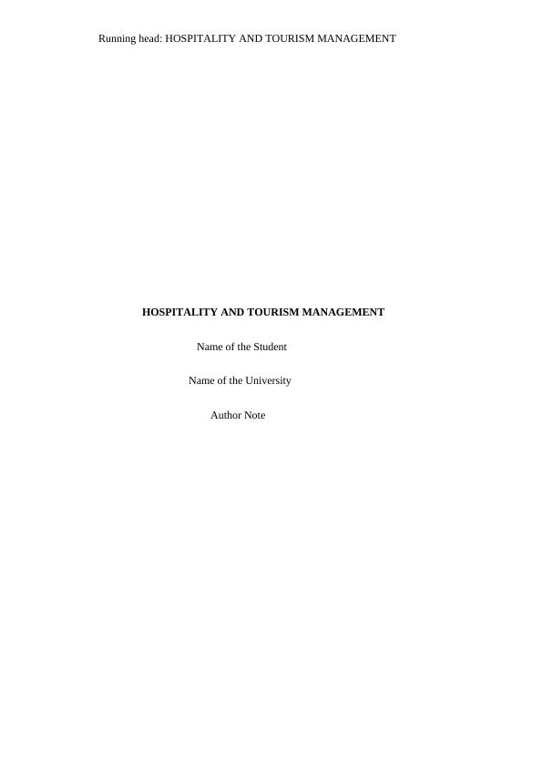 Hospitality and Tourism Management: Analysis of The Westin Sydney_1