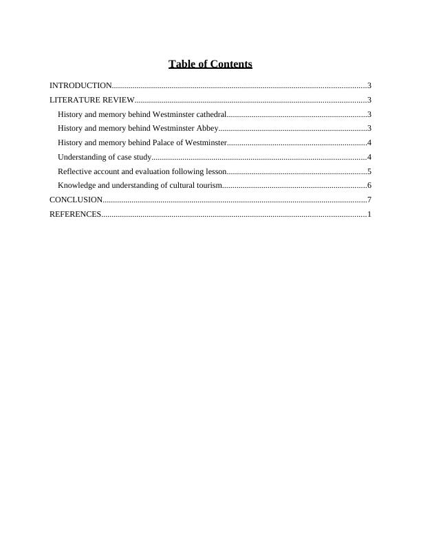 Cultural Tourism Management: Tourist Attractions in Westminster