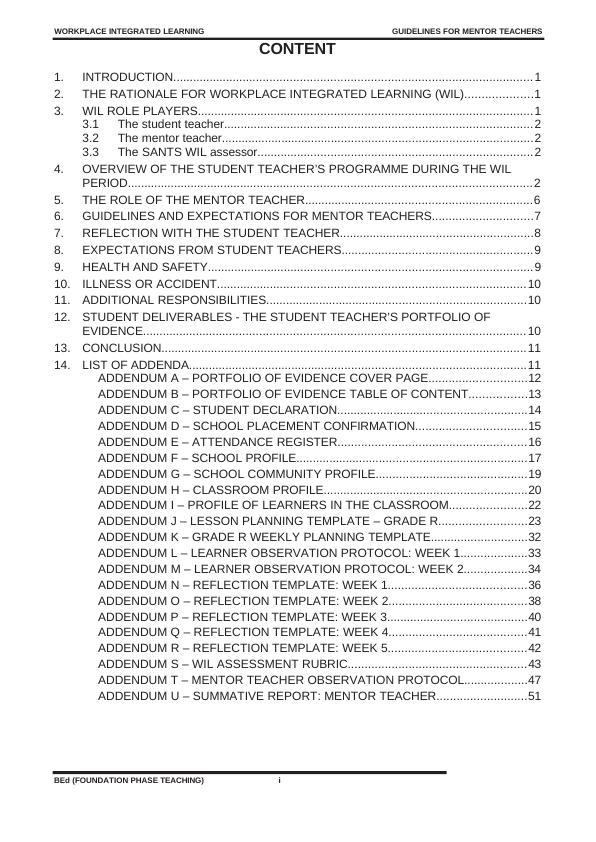 Workplace Integrated Learning Guidelines for Mentor Teachers - BEd Foundation Phase Teaching_2