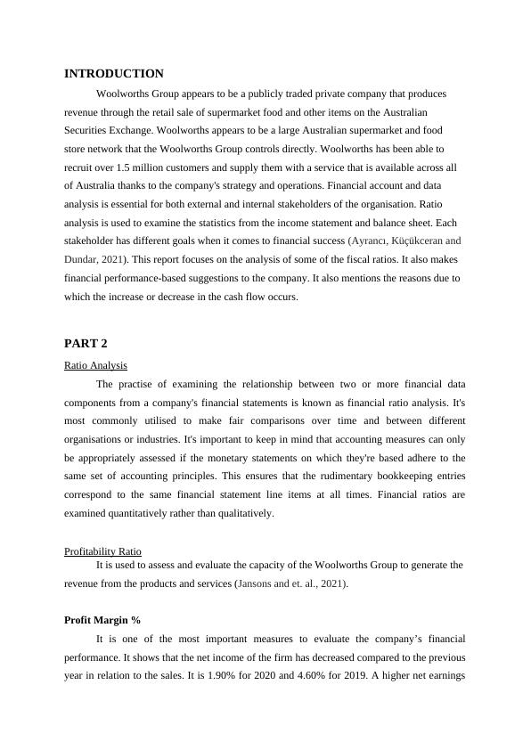 Financial Ratio Analysis of Woolworths Group: Inventory Management and ...