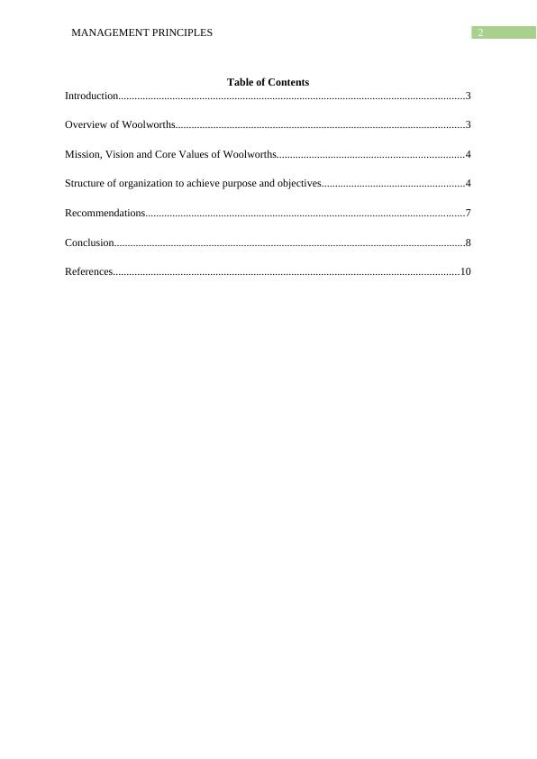 Management Principles for Woolworths Supermarket Limited