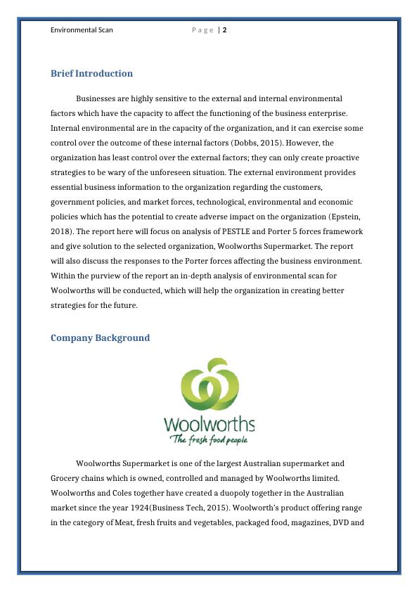 Environmental Scan: Analysis of Woolworths Supermarket Industry_3