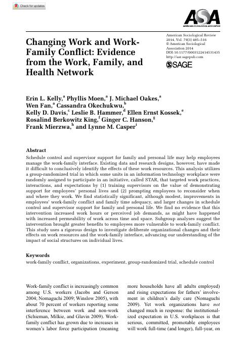 Changing Work And Work-Family Conflict: Evidence From The Work, Family ...