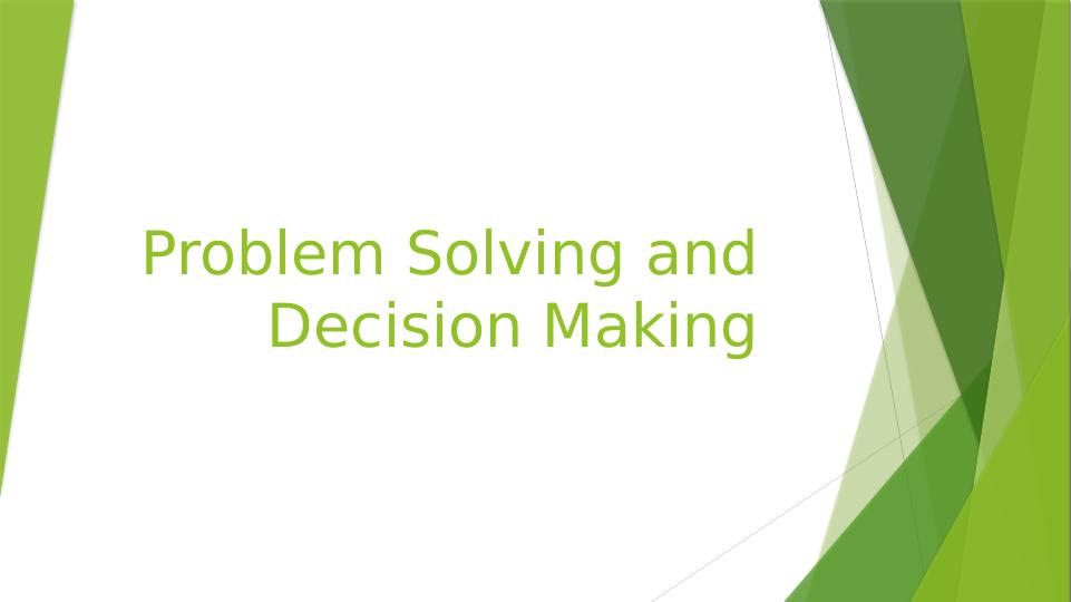 Problem Solving and Decision Making in Work Related Stress_1