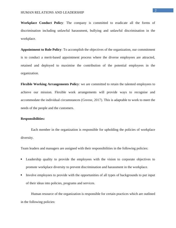 Workplace Diversity Policy Strategies and Plan of Action