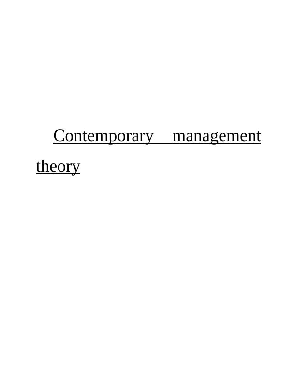 Workplace Health and Safety: A Contemporary Management Theory_1