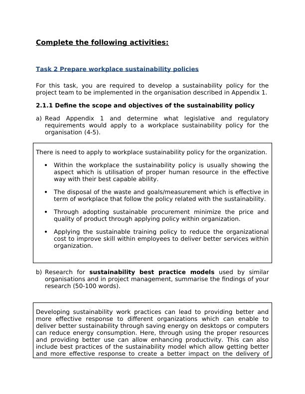 Workplace Sustainability Policies | Desklib