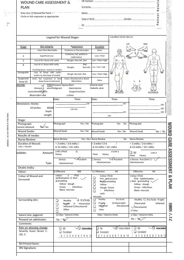 Wound Management Plan for Total Knee Replacement Patient Desklib