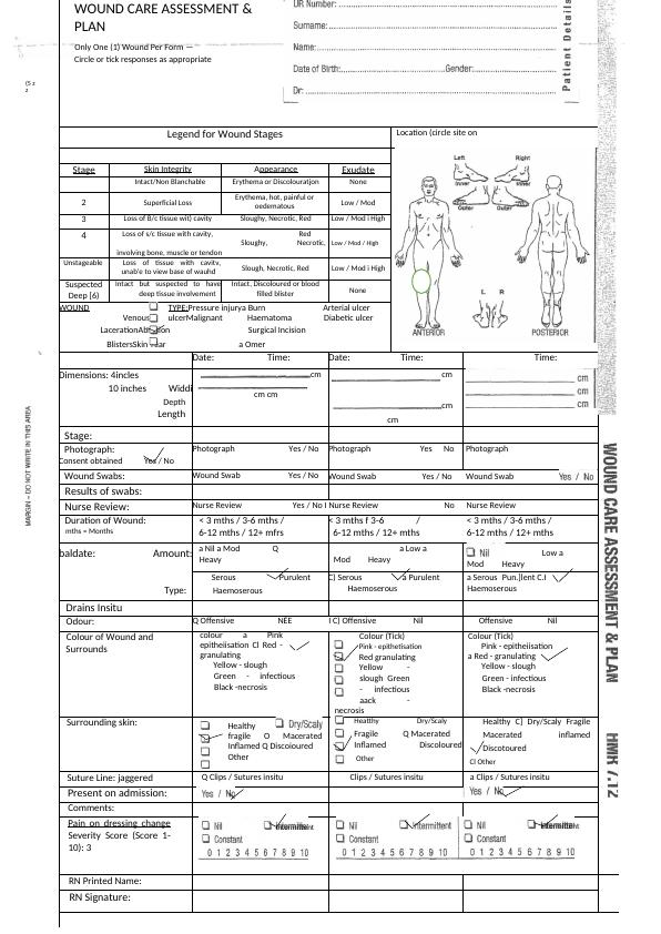 Wound Management Plan for Total Knee Replacement Patient - Desklib