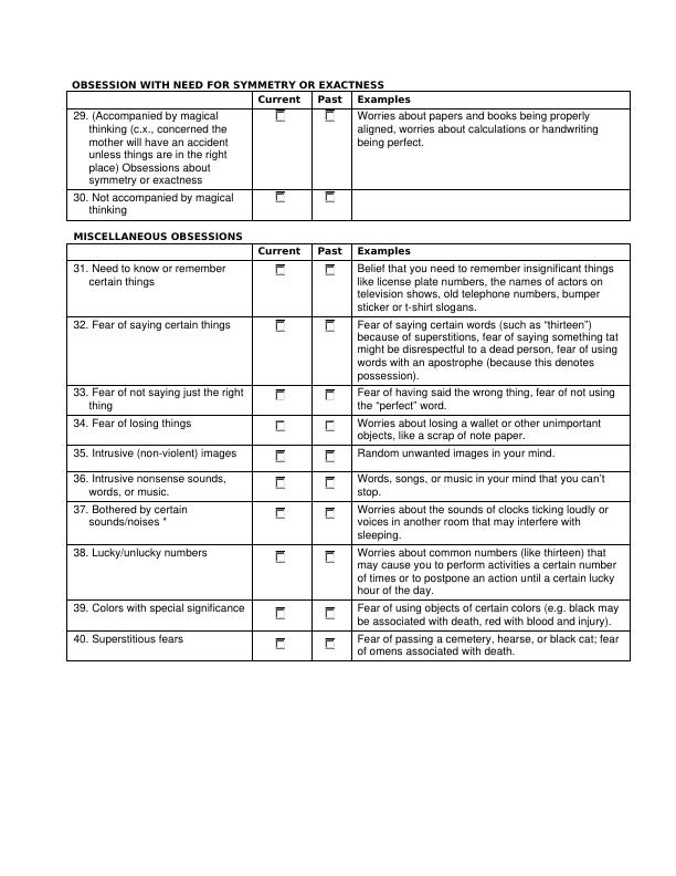 Y BOCS Symptom Checklist For OCD Symptoms Examples And Types   Y Bocs Symptom Checklist Page 3 